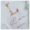 Lange blanc broderie initiale fleurie "Lou"
