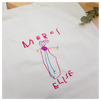 Tote bag dessin d'enfant "précieux souvenir"