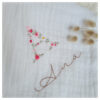 Lange blanc broderie initiale fleurie "Ana"