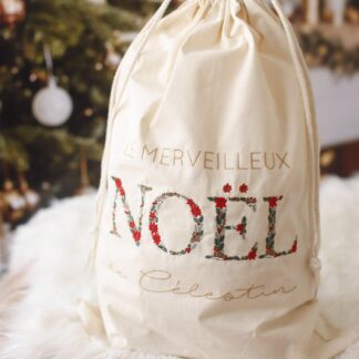Hotte et pochon "Broderie alphabet NOËL"