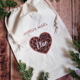 Hotte et pochon "Cœur Léopard"
