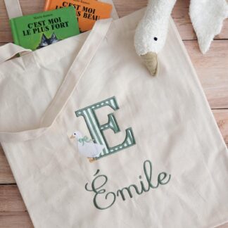 Sac tote bag broderie initiale "à personnaliser"